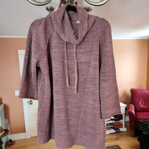 Cowl neck Linen/Cotton tunic sweater marled mauve